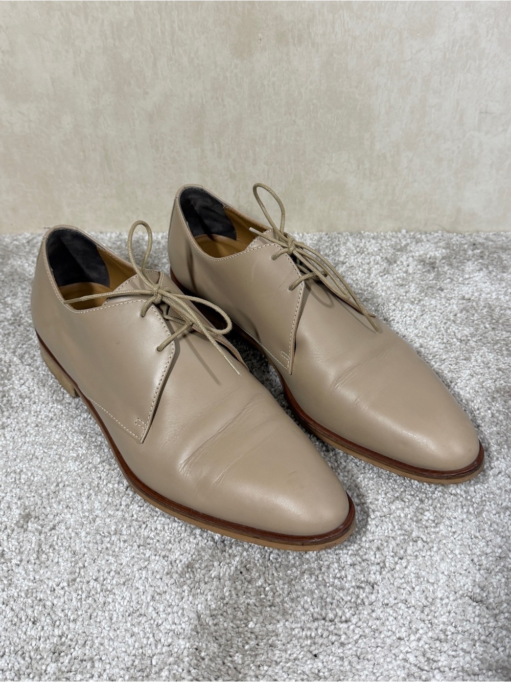 Everlane Women’s The Modern Oxford Shoes Lace Up Leather in Beige Tan 10